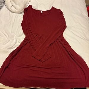 Amazon Women's Long Sleeve Burgundy Swing Dress